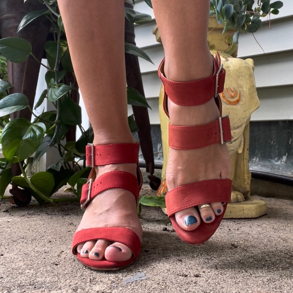 Rust Red Suede Sandals - Picture 5 of 17